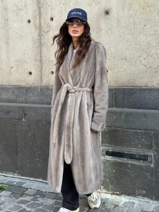 Шуба - пальто в винтажном стиле из скандинавской норки - фото 11